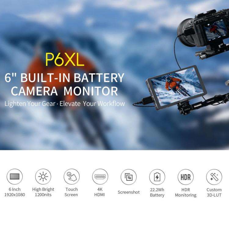 FEELWORLD P6XL 6.0 inch Aluminium Built-in Battery DSLR Camera Field Monitor Touch Screen 4K HDMI...