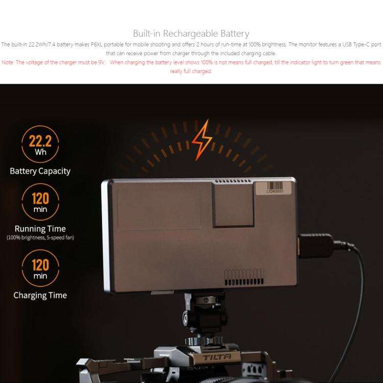 FEELWORLD P6XL 6.0 inch Aluminium Built-in Battery DSLR Camera Field Monitor Touch Screen 4K HDMI...