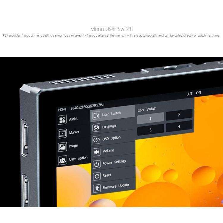 FEELWORLD P6X 5.5 inch Aluminium DSLR Camera Field Monitor Touch Screen 4K HDMI High Brightness 1...