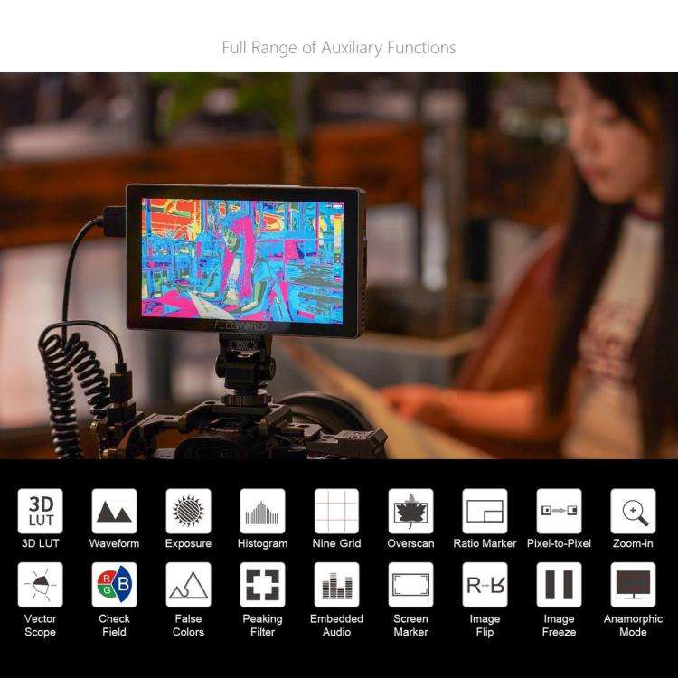 FEELWORLD P6X 5.5 inch Aluminium DSLR Camera Field Monitor Touch Screen 4K HDMI High Brightness 1...