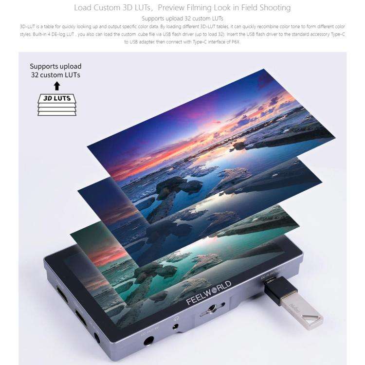 FEELWORLD P6X 5.5 inch Aluminium DSLR Camera Field Monitor Touch Screen 4K HDMI High Brightness 1...