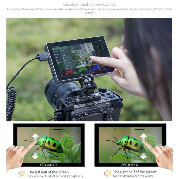 FEELWORLD P6X 5.5 inch Aluminium DSLR Camera Field Monitor Touch Screen 4K HDMI High Brightness 1...