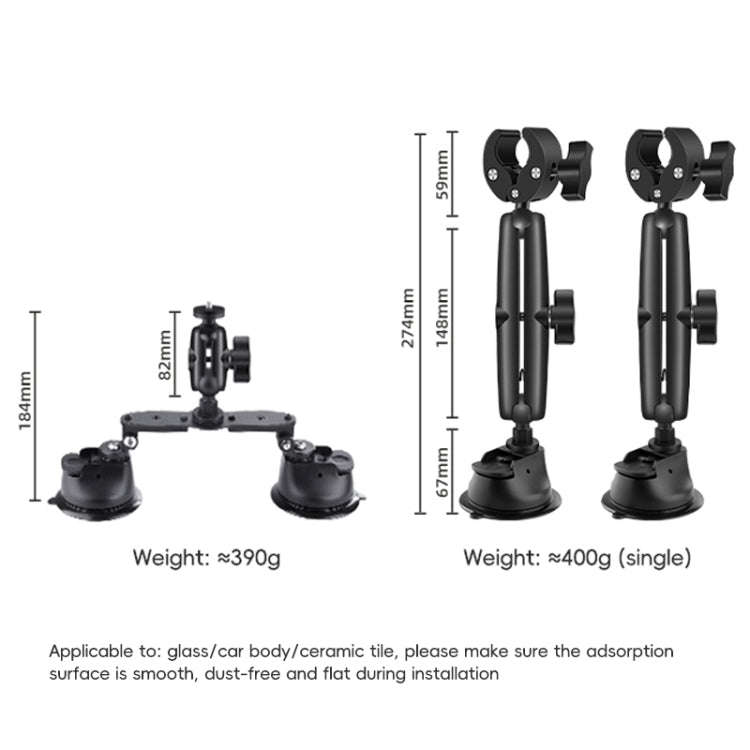 1/4 inch Screw Dual-Leg  Suction Cup Mount and 2 x Single-leg Car Suction Cup Mount Crab Clamps S...