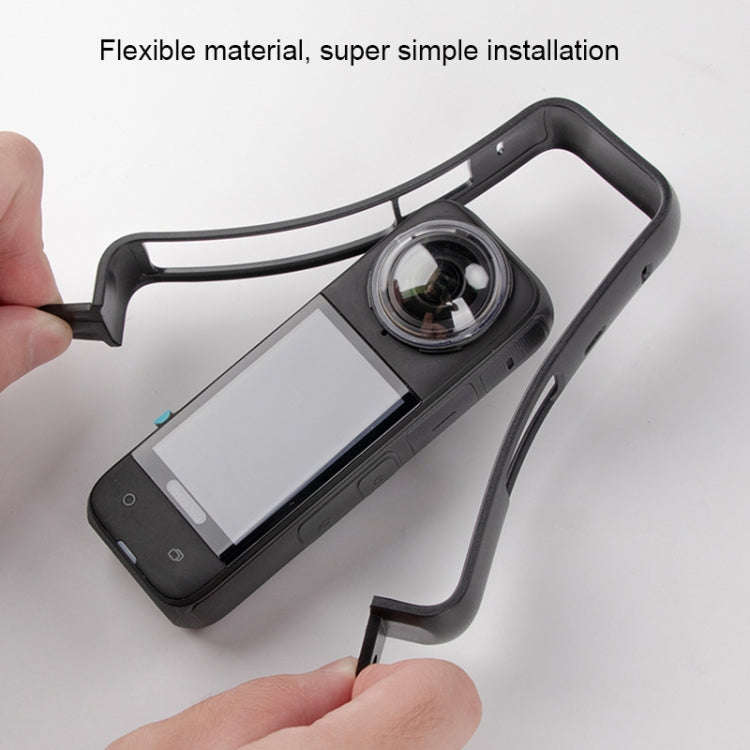 For Insta360 X4 PC Plastic Protective Frame with PC Lens Cover Guard (Black)
