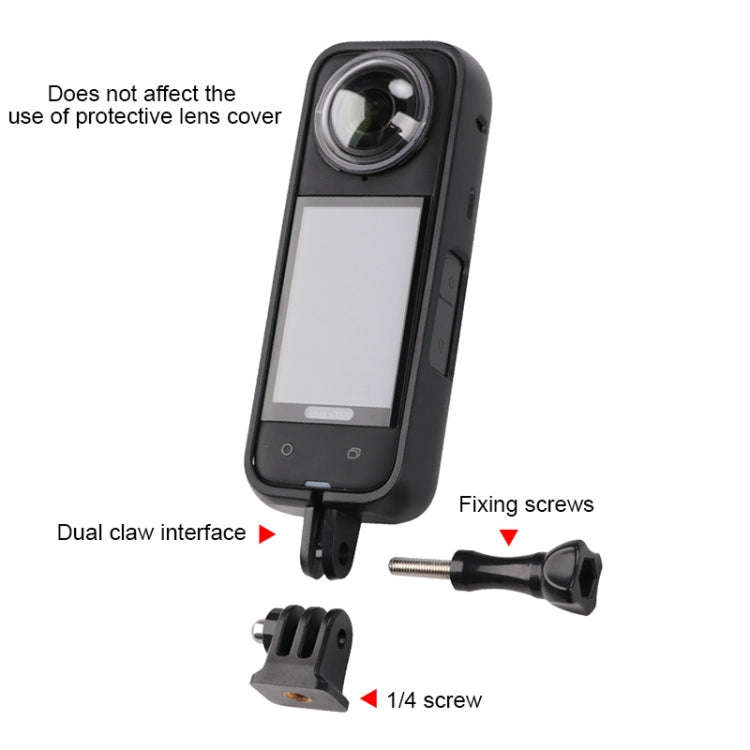 For Insta360 X4 PC Plastic Protective Frame with PC Lens Cover Guard (Black)