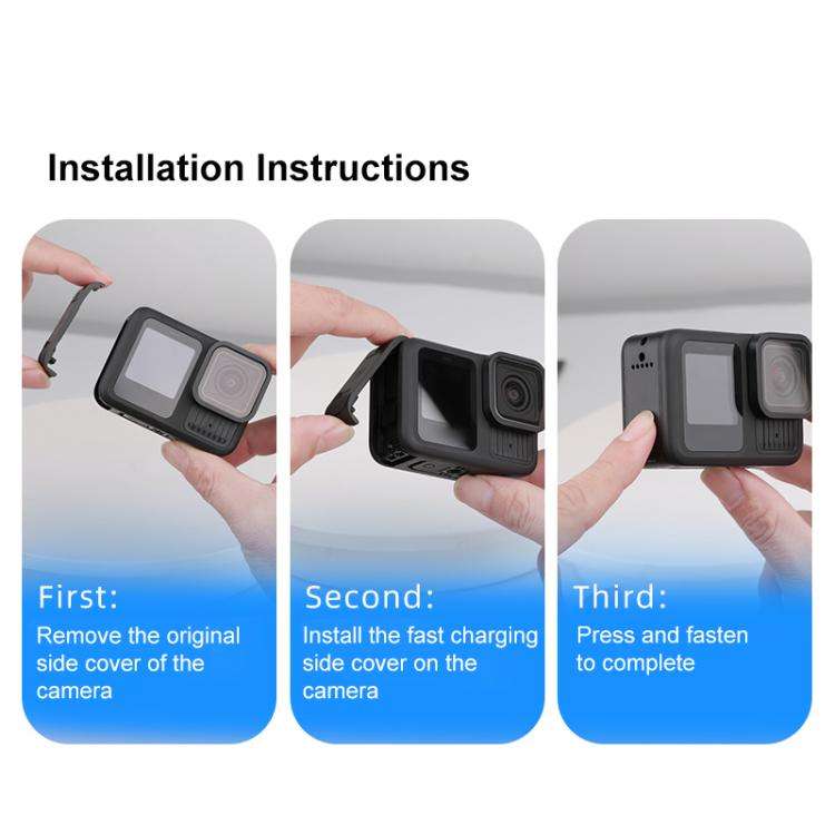 BS Plastic Battery Side Interface Cover with Silicone Plug for GoPro HERO13 Black /12 Black /11 B...