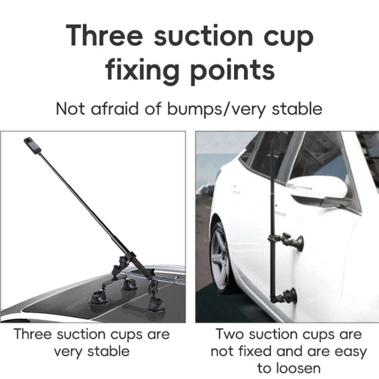 Dual-leg Suction Cup and 2 x Single-leg Car Suction Cup Mount with Selfie Stick Set (Black)
