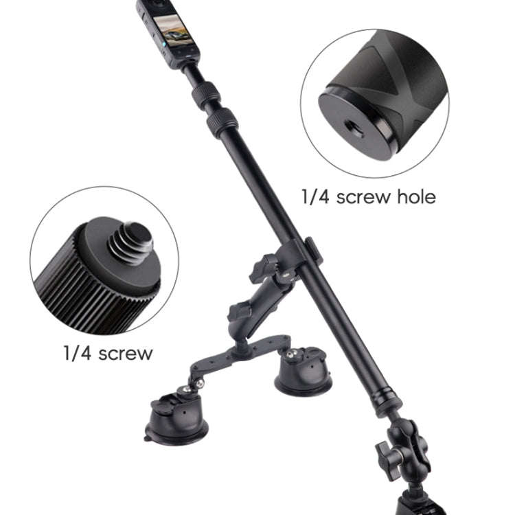 Dual-leg Suction Cup and 2 x Single-leg Car Suction Cup Mount with Selfie Stick Set (Black)