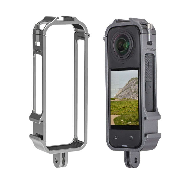 For Insta360 X4 Sunnylife Metal Protective Cage Rig with Cold Shoe Bases & Tripod Adapter (Titani...