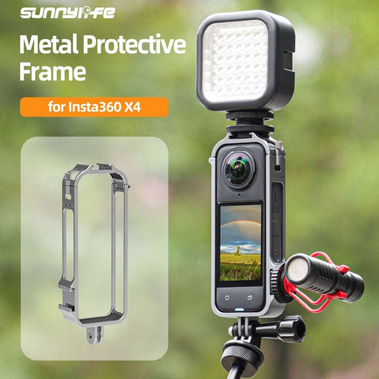 For Insta360 X4 Sunnylife Metal Protective Cage Rig with Cold Shoe Bases & Tripod Adapter (Titani...