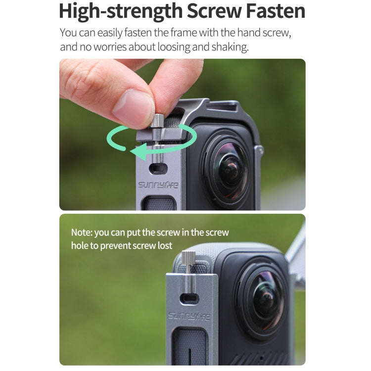 For Insta360 X4 Sunnylife Metal Protective Cage Rig with Cold Shoe Bases & Tripod Adapter (Titani...
