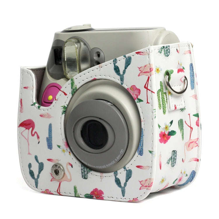 Flamingo Cactus Pattern PU Leather Protective Camera Case Bag For FUJIFILM Instax Mini 7S / 7C Ca...