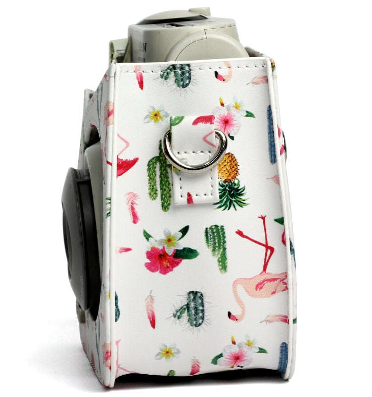 Flamingo Cactus Pattern PU Leather Protective Camera Case Bag For FUJIFILM Instax Mini 7S / 7C Ca...