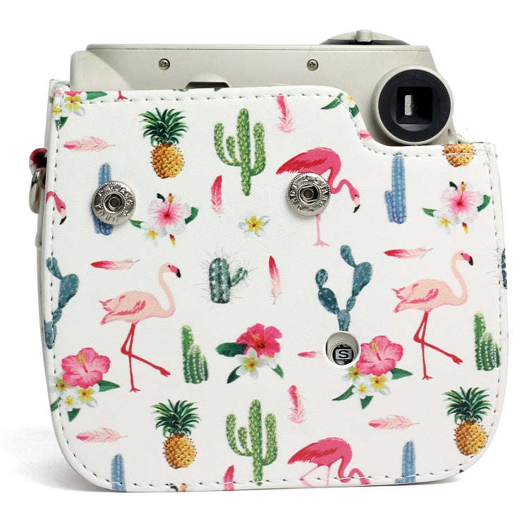 Flamingo Cactus Pattern PU Leather Protective Camera Case Bag For FUJIFILM Instax Mini 7S / 7C Ca...