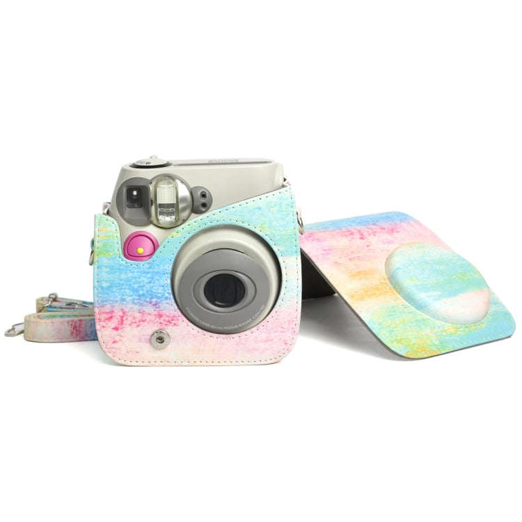 Rainbow Oil painting Pattern PU Leather Protective Camera Case Bag For FUJIFILM Instax Mini 7S / ...