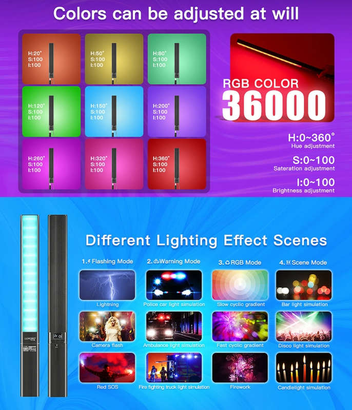 LUXCeO P6 RGB Colorful Photo LED Stick Video Light Handheld APP Control Full Color LED Fill Light...