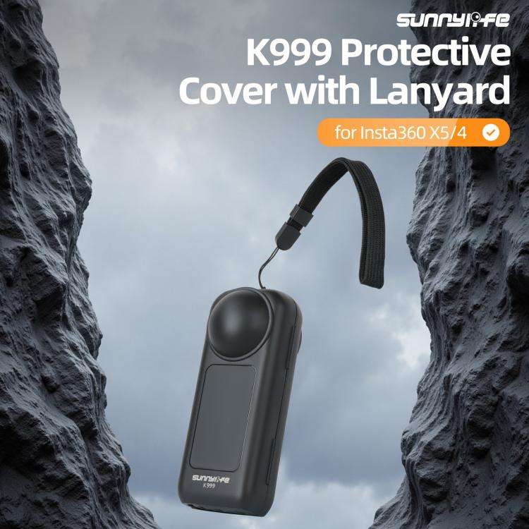 For Insta360 X5 / X4 Sunnylife Integrated Lens Screen Protective Cover Camera Case with Strap (Bl...