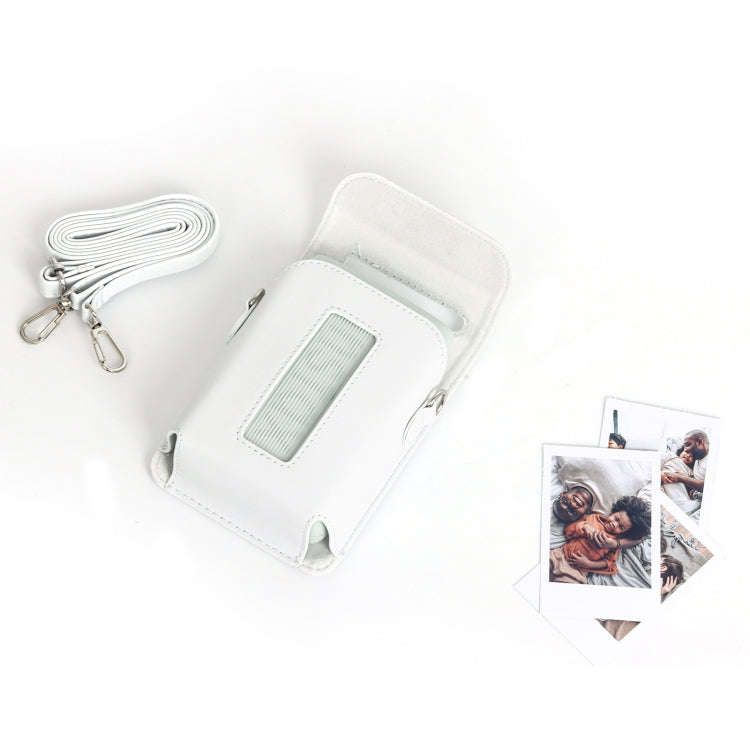 For FUJIFILM Instax mini Link 3 Full Body Leather Case Bag with Strap (White)