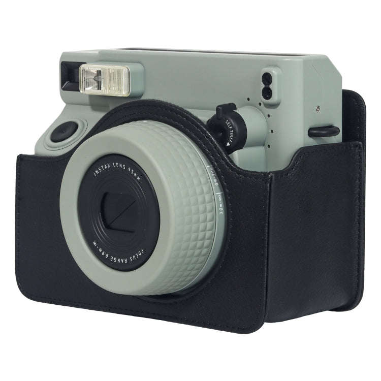For FUJIFILM Instax WIDE 400 Full Body Leather Case Bag with Strap (Black)