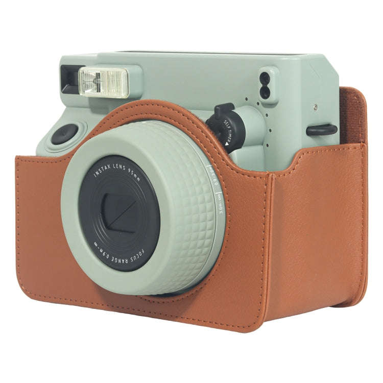 For FUJIFILM Instax WIDE 400 Full Body Leather Case Bag with Strap (Brown)