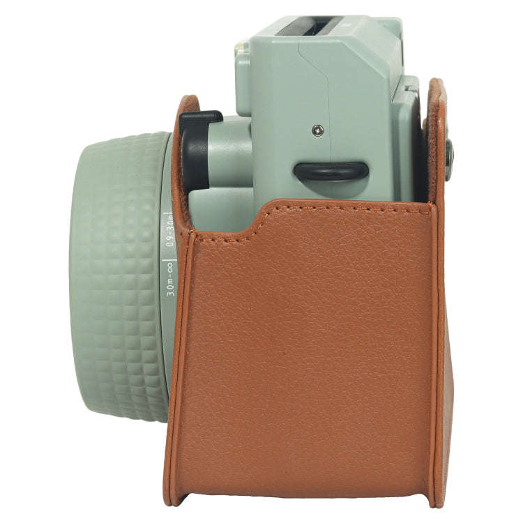 For FUJIFILM Instax WIDE 400 Full Body Leather Case Bag with Strap (Brown)