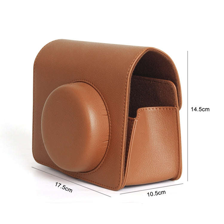 For FUJIFILM Instax WIDE 400 Full Body Leather Case Bag with Strap (Brown)