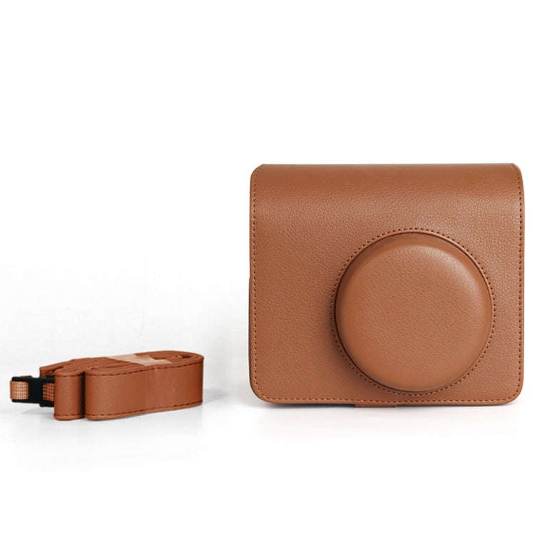 For FUJIFILM Instax WIDE 400 Full Body Leather Case Bag with Strap (Brown)