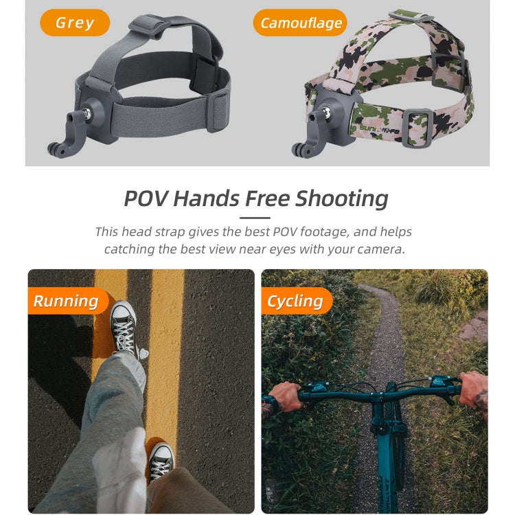 Sunnylife TD672 360 Rotation Adjustable Head Strap Vlog POV Mount Belt for GoPro, Insta360, DJI O...