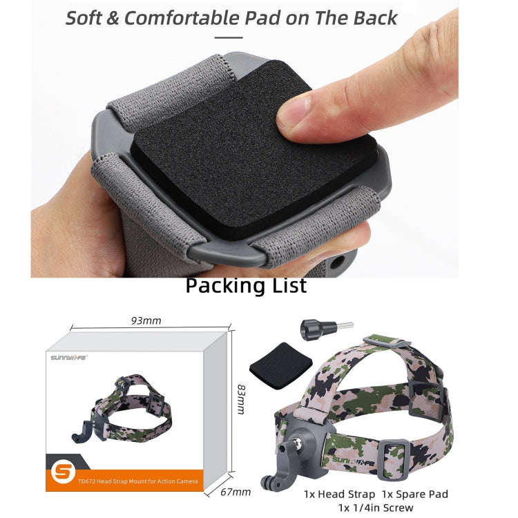 Sunnylife TD672 360 Rotation Adjustable Head Strap Vlog POV Mount Belt for GoPro, Insta360, DJI O...