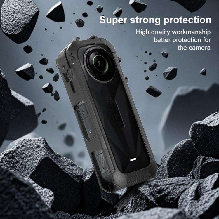 For Insta360 X5 Cold Shoe Carbon Fiber Texture ABS Plastic Protective Frame (Black)