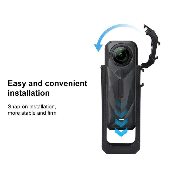 For Insta360 X5 Cold Shoe Carbon Fiber Texture ABS Plastic Protective Frame (Black)