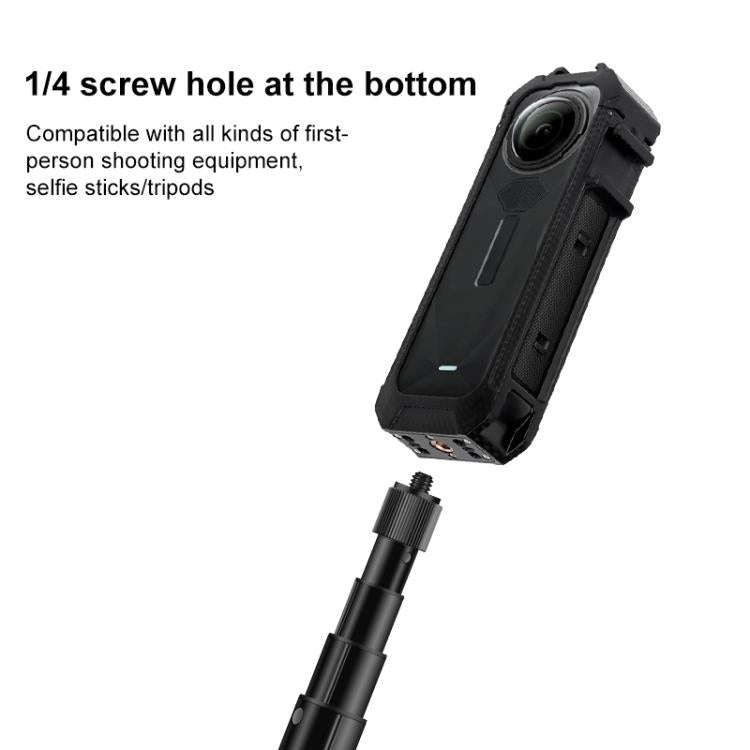 For Insta360 X5 Cold Shoe Carbon Fiber Texture ABS Plastic Protective Frame (Black)