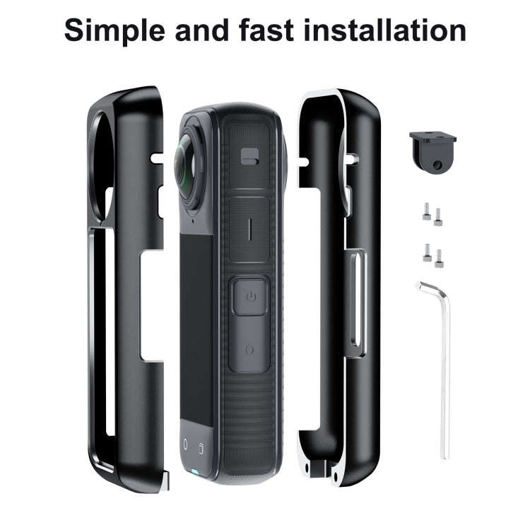 For Insta360 X4 Aluminum Alloy Metal Protective Cage Housing Frame (Black)