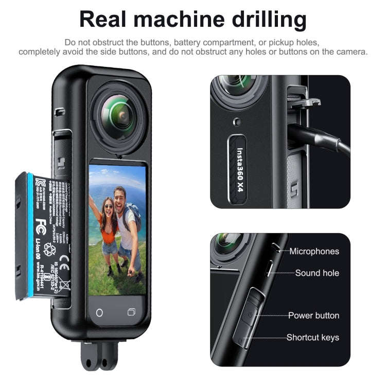 For Insta360 X4 Aluminum Alloy Metal Protective Cage Housing Frame (Black)