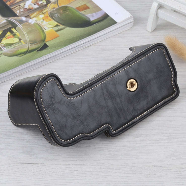 1/4 inch Thread PU Leather Camera Half Case Base for FUJIFILM GFX 50S (Black)