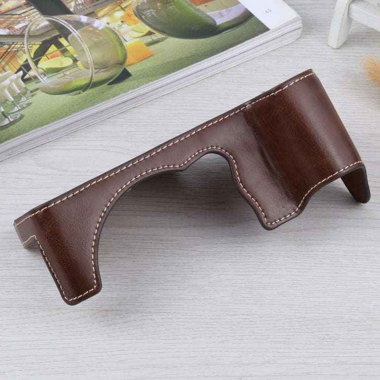 1/4 inch Thread PU Leather Camera Half Case Base for FUJIFILM GFX 50S (Coffee)