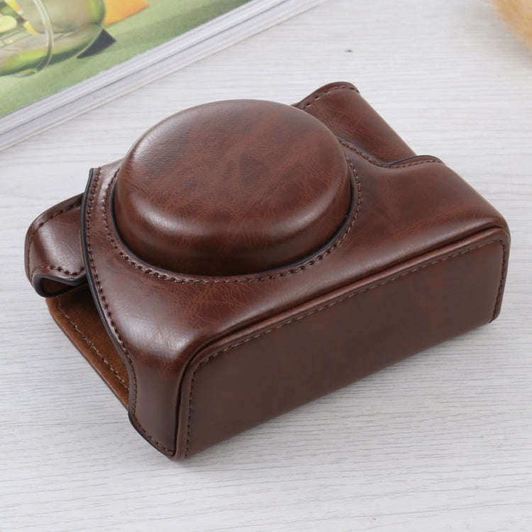 Full Body Camera PU Leather Case Bag for Sony ZV-1(Coffee)