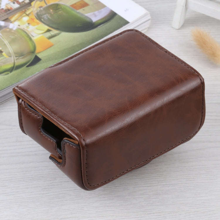 Full Body Camera PU Leather Case Bag for Sony ZV-1(Coffee)
