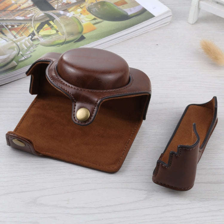 Full Body Camera PU Leather Case Bag for Sony ZV-1(Coffee)