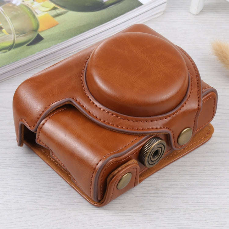Full Body Camera PU Leather Case Bag for Sony ZV-1(Brown)