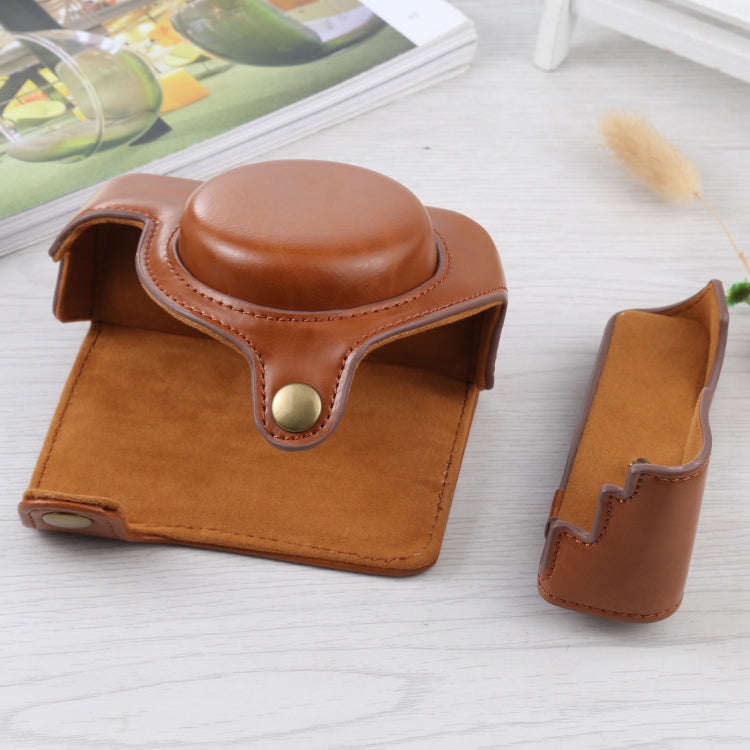 Full Body Camera PU Leather Case Bag for Sony ZV-1(Brown)
