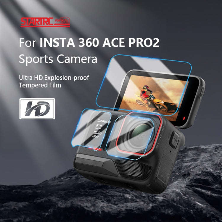 For Insta360 Ace Pro 2 STARTRC 2 Sets 3 in 1 Rear & Front  Screen + Lens Tempered Glass Film