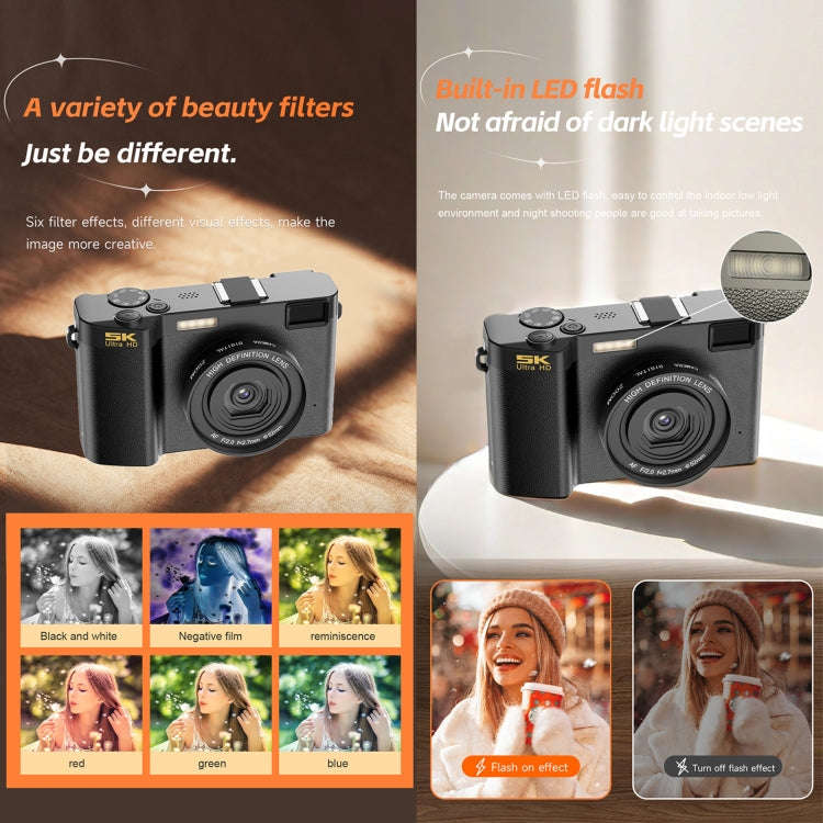 HDC-F01 3.0 inch 5K UHD Photography Digital Camera SLR Camera (White)