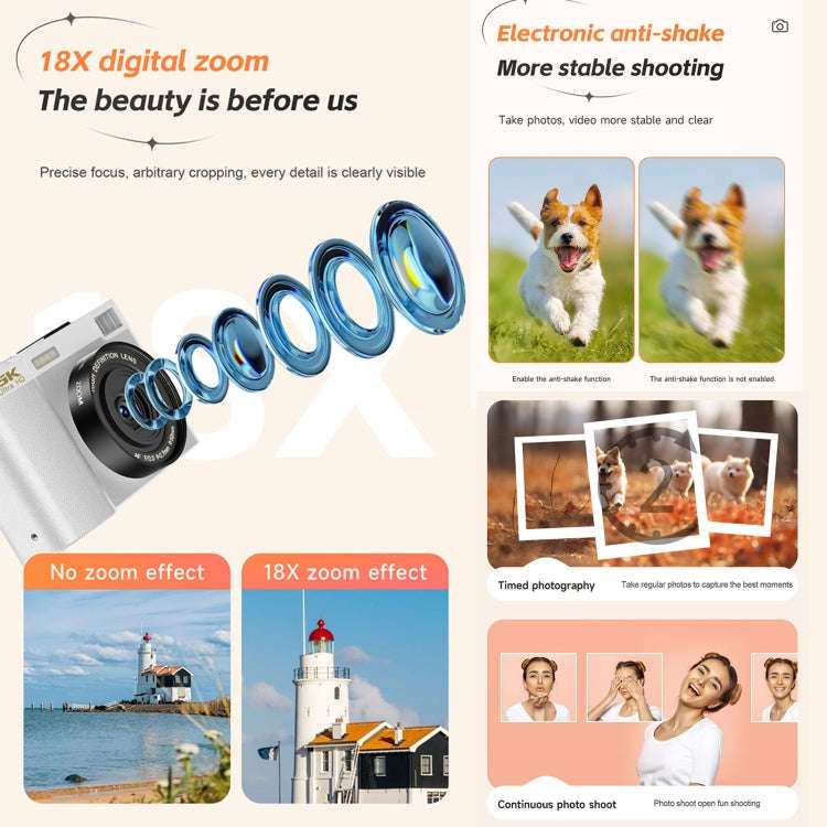 HDC-F01 3.0 inch 5K UHD Photography Digital Camera SLR Camera (White)