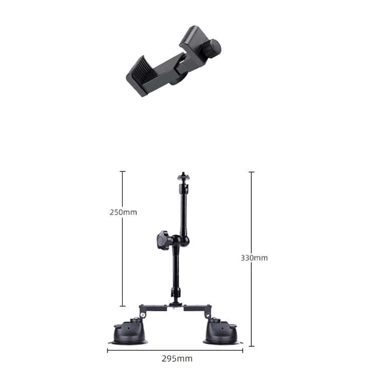 Dual-leg Suction Cup Articulating Friction Magic Arm Phone Clamp Mount (Black)
