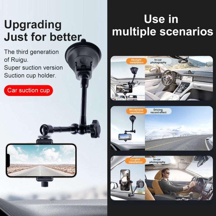 Dual-leg Suction Cup Articulating Friction Magic Arm Phone Clamp Mount (Black)