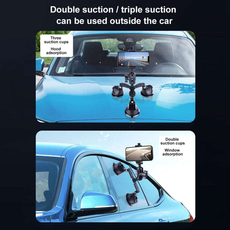 Dual-leg Suction Cup Articulating Friction Magic Arm Phone Clamp Mount (Black)
