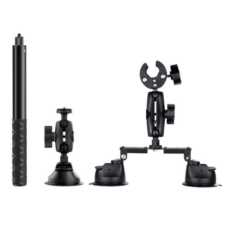 Dual-leg Suction Cup + Single Suction Cup with Selfie Stick Kits (Black)