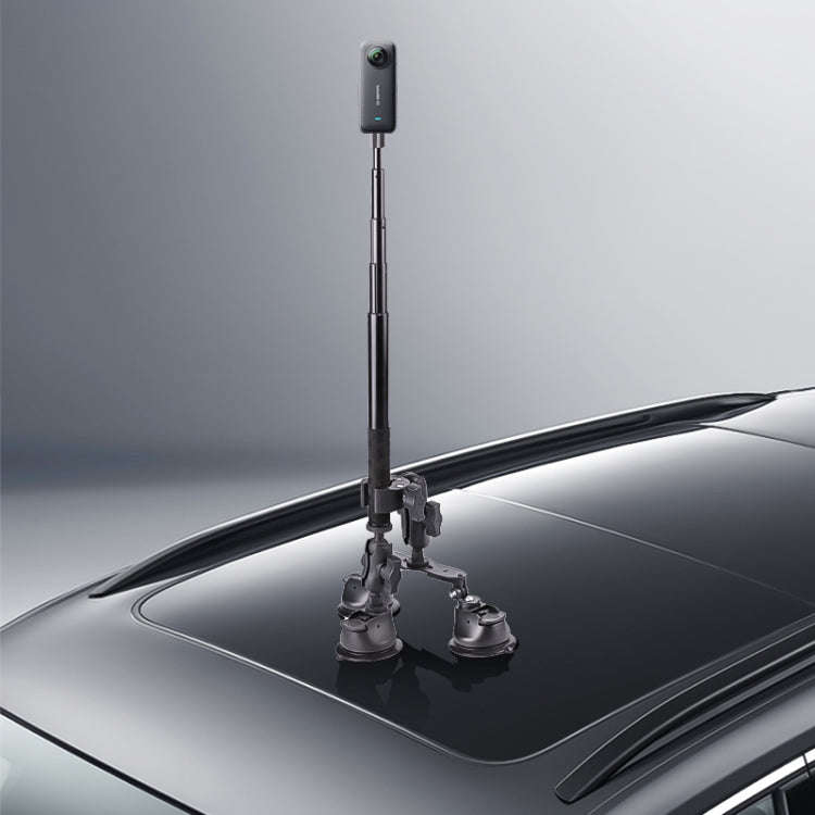 Dual-leg Suction Cup + Single Suction Cup with Selfie Stick Kits (Black)