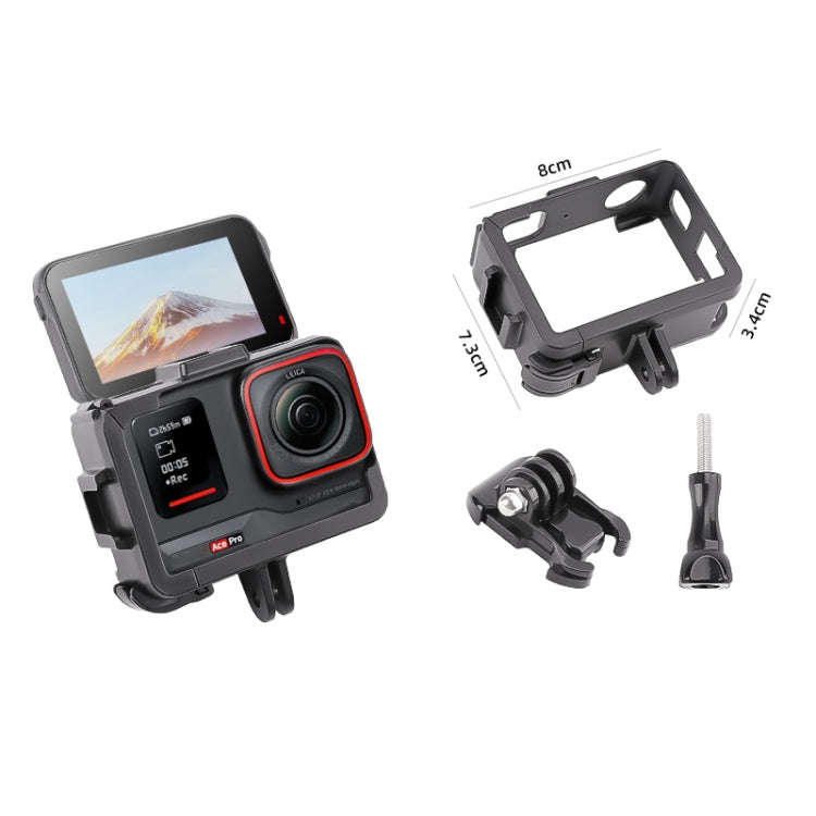 For Insta360 Ace / Ace Pro PC Cage Expansion Adapter Frame with Dual Cold Shoe Bases (Black)